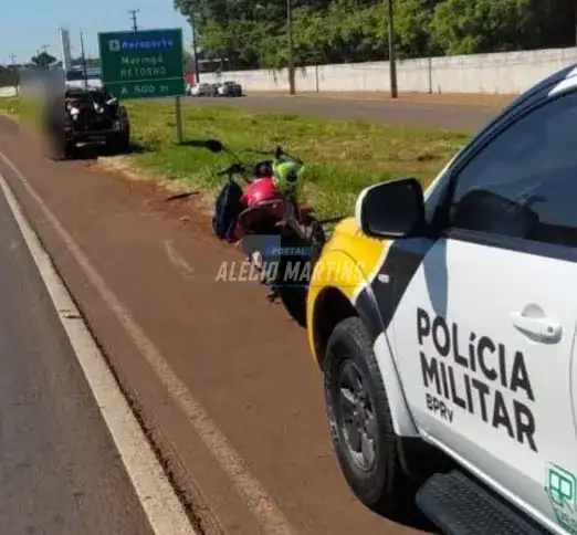 Mulher fica ferida em colisão traseira entre motocicleta e motoneta na na rodovia entre Paiçandu e Maringá