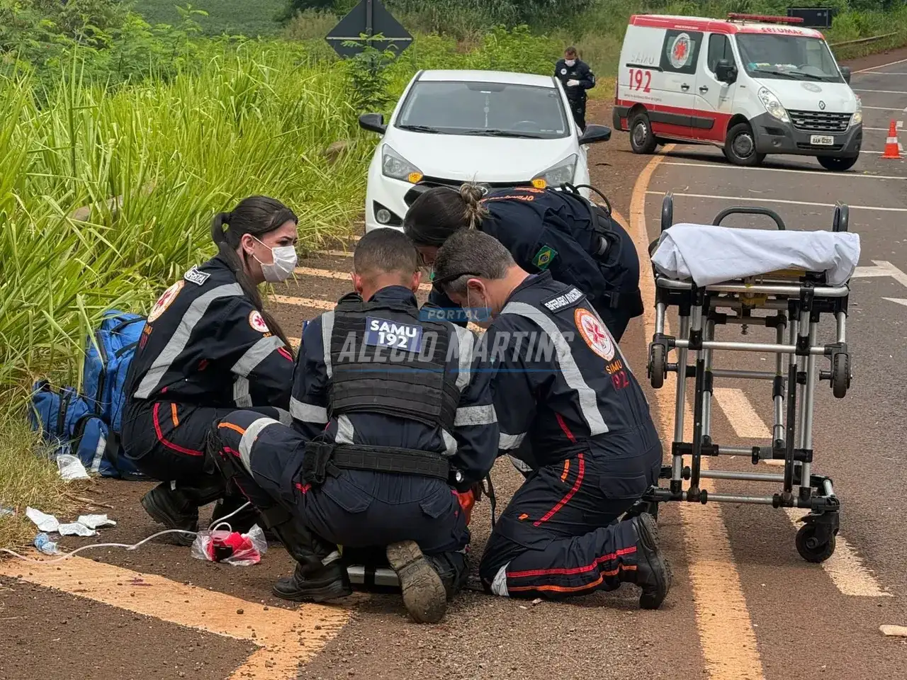Motociclista fica gravemente ferido após acidente com veículo que fugiu na PR-323