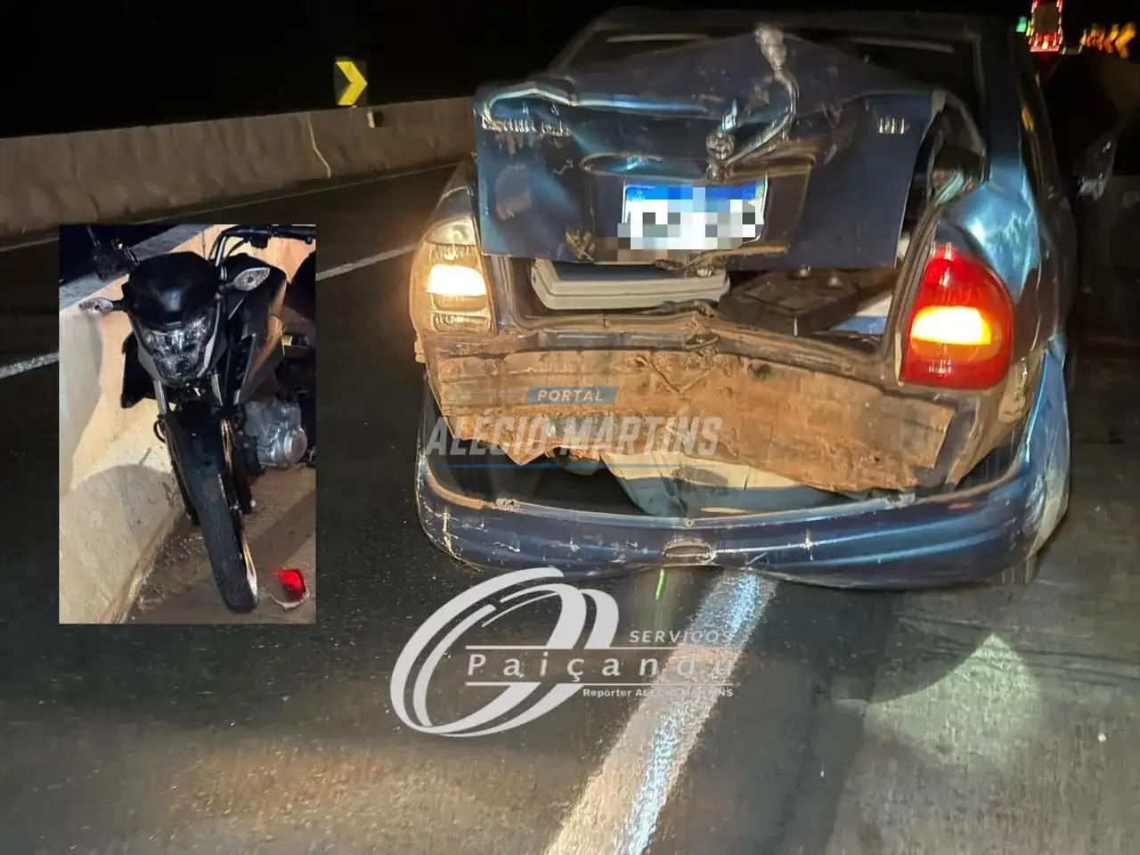 Motociclista fica ferido após colisão com carro de Paiçandu na ponte do Rio Ivaí, na PR-317