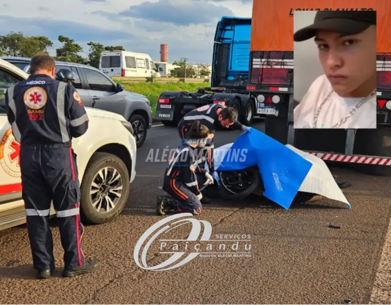 Jovem de 18 anos morre após colidir contra carreta estacionada no Contorno Norte, em Maringá