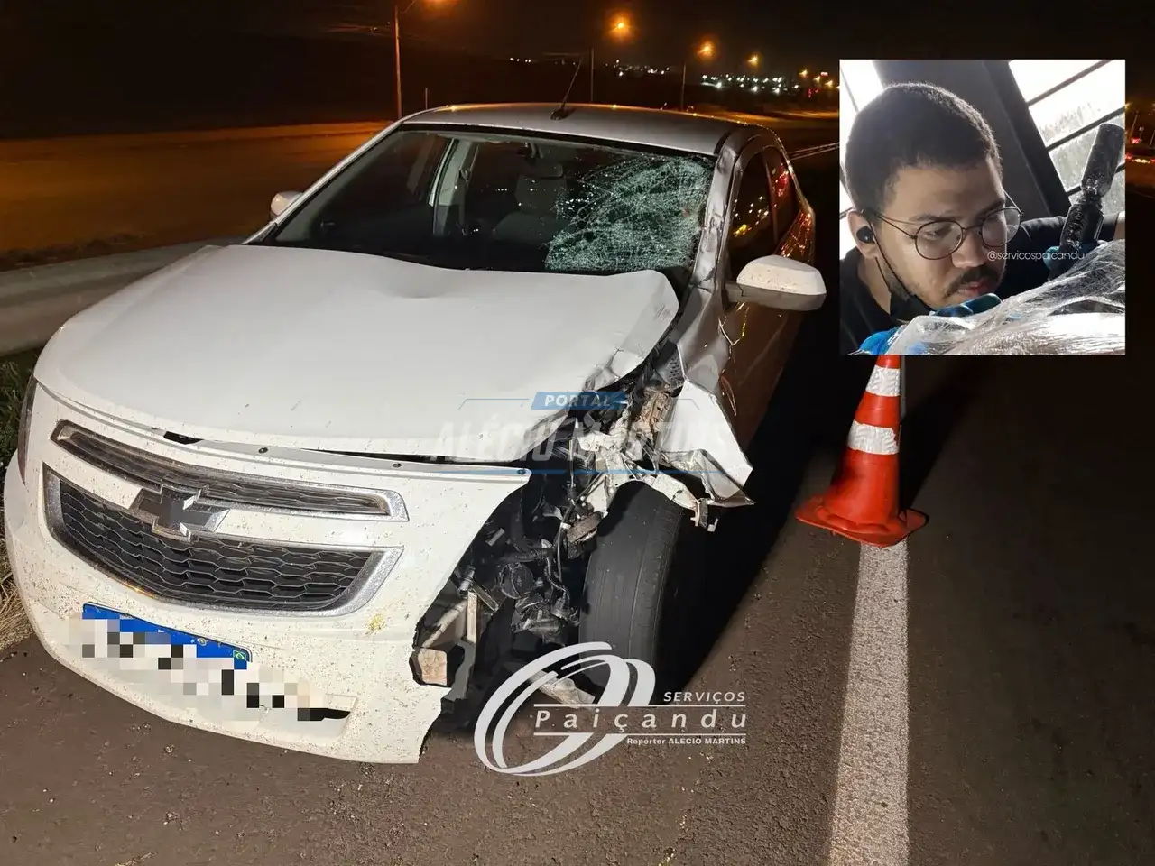 Pedestre morre após ser atropelado por carro e arremessado contra motociclista na rodovia em Paiçandu