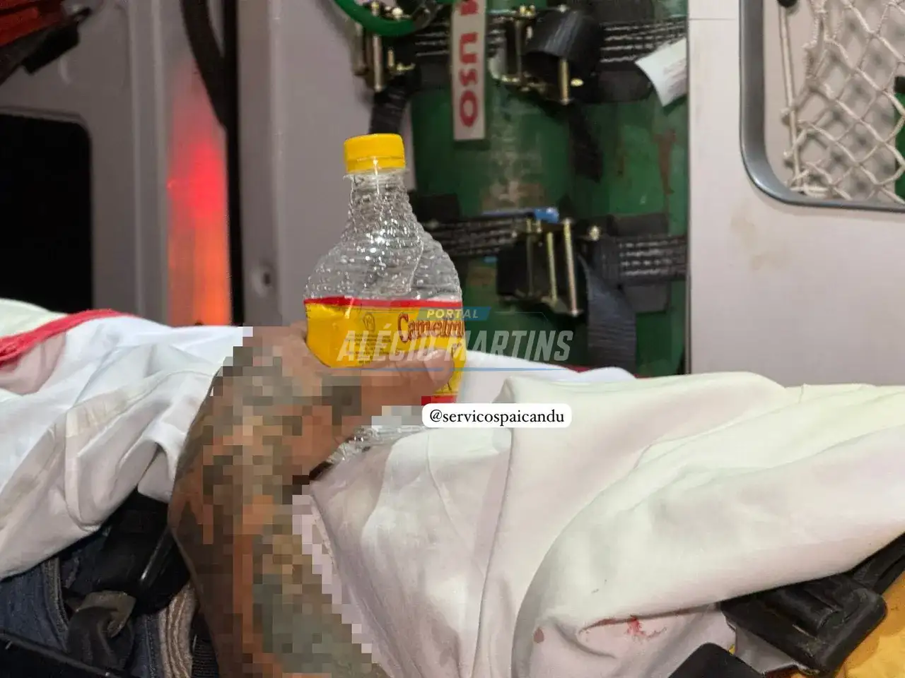 Mesmo ferido, vítima de acidente na rodovia entre Paiçandu e Maringá não larga o litro de bebida alcoólica