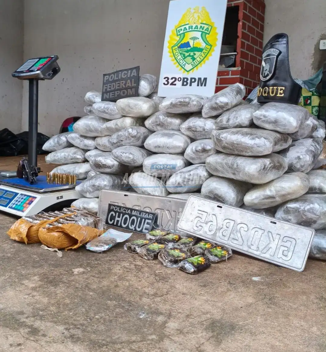 Ação integrada entre PM e Polícia Federal desarticula quadrilha e apreende grande quantidade de drogas em Paiçandu